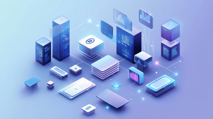 Blockchain technology concept with data servers