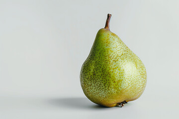 Wall Mural - A green pear with a perfectly smooth surface, captured on a white background.