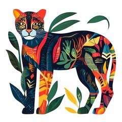 Wall Mural - Colorful illustration of a stylized leopard.