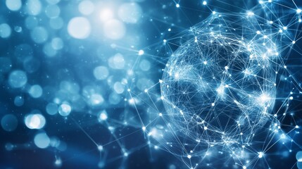 Wall Mural - abstract blue background with digital connections and network lines, a technology concept banner des