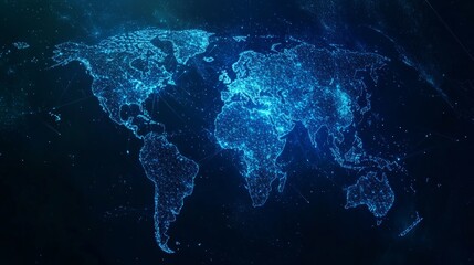 Wall Mural - abstract blue background with digital connections and network lines, a technology concept banner des