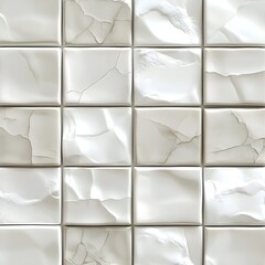 Wall Mural - pattern of glossy ceramic tiles in shades of white and ivory.