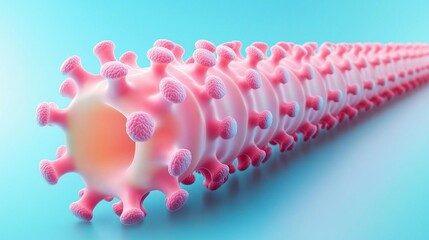 Aufkleber - Close-up View of Virus Structure with Soft Pink and Blue Background
