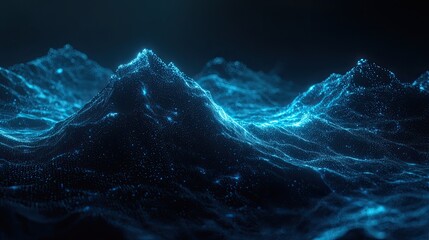 Leinwandbilder - This abstract digital background features glowing particles and data streams in vibrant shades of blue and black, perfect for technology-themed designs or presentations.