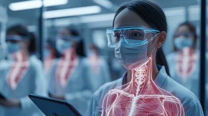Poster - Scientist in Laboratory with Anatomy Visualization and Technology