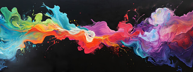 Wall Mural - Fluid rainbow paint in motion