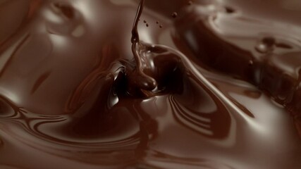 Poster - Super Slow Motion of Falling Strawberry into Melted Chocolate. Filmed on High Speed Cinema Camera, 1000fps. Speed Ramp Effect.