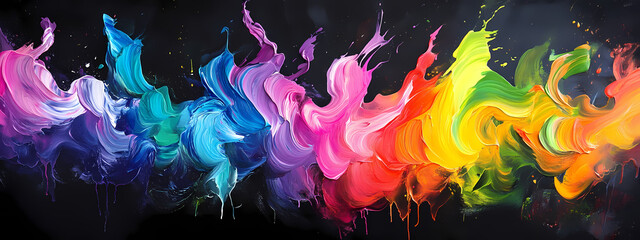 Wall Mural - Fluid rainbow paint in motion