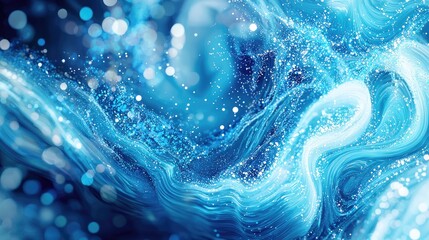 Aufkleber - A captivating abstract image showcasing flowing digital waves formed by dots in vibrant blue and turquoise, perfect for themes of technology, innovation, and design.