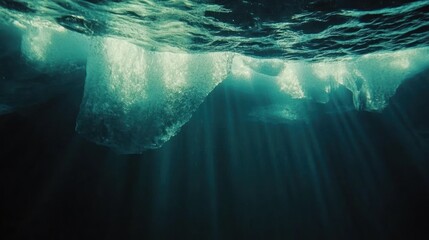 Sticker - Sunlight beams through underwater ice.