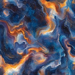 Wall Mural - abstract seamless pattern with a colorful, swirling galaxy and a space background with stars and pla
