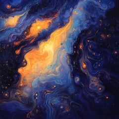 Wall Mural - abstract seamless pattern with a colorful, swirling galaxy and a space background with stars and pla