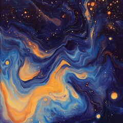 Wall Mural - abstract seamless pattern with a colorful, swirling galaxy and a space background with stars and pla
