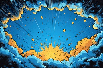 Wall Mural - bright explosion in a vibrant comic-style illustration with burst of colors and dynamic energy