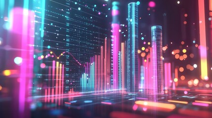 Poster - A dynamic digital tablet showcases a vibrant financial growth chart emphasizing data analysis and successful business trends in a contemporary workspace environment.