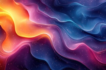 Wall Mural - colorful abstract waves flowing through a cosmic space filled with stars and vibrant hues at night