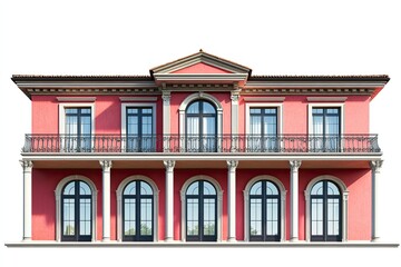 Wall Mural - Elegant Pink Mansion Facade Architectural Design