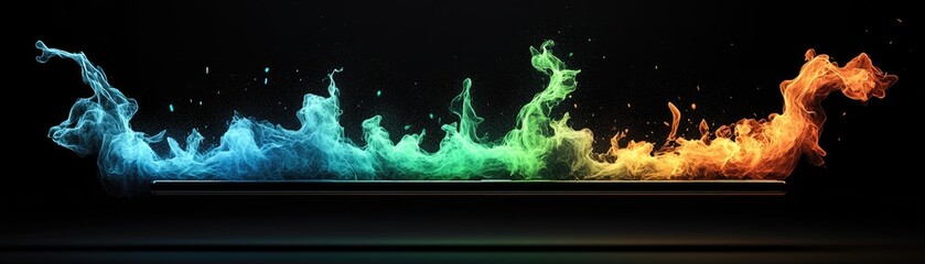 Wall Mural - A vibrant gradient of colorful smoke or vapor against a dark background.