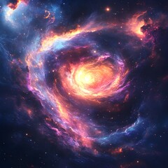 Wall Mural - a swirling galaxy effect with glowing stars and vibrant nebulae