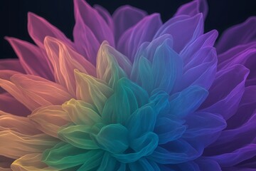 Wall Mural - A fractal flower blooming with infinite petals in vivid rainbow colors