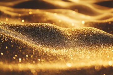 Poster - Golden Glitter Texture Background with Shiny Golden Sand