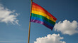 © naeem - Rainbow Flag Waving Proudly Symbolizing Diversity Equality and Empowerment for the LGBTQ+ Community Worldwide