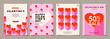 © Udomdech - Happy Valentines Day templates for social media posts, cover, poster, banners, marketing, sales promotion and card design. Vector backgrounds, geometric style with hearts pattern.