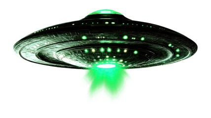 Canvas Print - png an isolated ufo light green ufo.