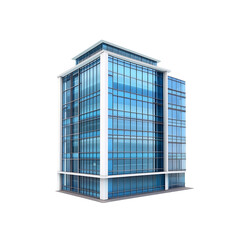 Modern glass building isolated on a transparent background, in PNG format