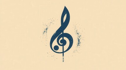 G clef musical note symbol with grunge texture.