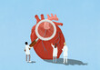 © fStop - Cardiologist doctors holding large magnifying glass over heart