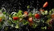 © Minerva Studio - High-speed photography capturing a dynamic burst of fresh salad ingredients and water droplets
