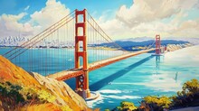 ゴールデン ゲート ブリッジの油絵 無料画像 - Public Domain Pictures