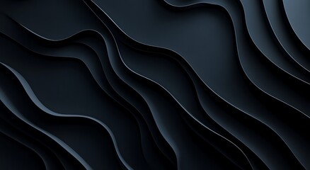 Poster - Black background with soft, flowing lines in shades of blue and gray