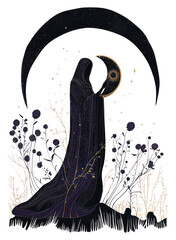 Wall Mural - PNG A gothic vector illustration of an isolated figurine art celestial mystical.