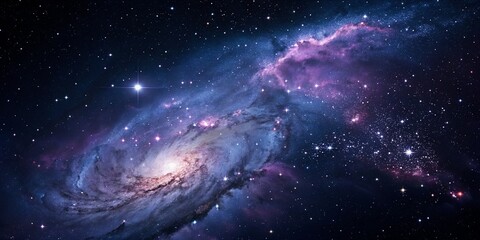 Wall Mural - Purple gas nebulae in space and sparkling stars