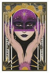 Wall Mural - PNG A gothic vector illustration of an isolated tarot card art celestial mystical.