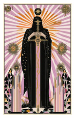 Wall Mural - PNG A gothic vector illustration of an isolated tarot card celestial mystical elements.