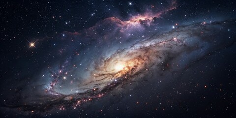 Wall Mural - Purple gas nebulae in space and sparkling stars