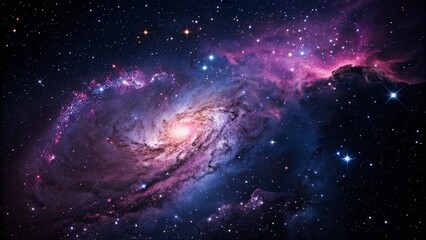 Wall Mural - Purple gas nebulae in space and sparkling stars