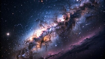 Wall Mural - Purple gas nebulae in space and sparkling stars