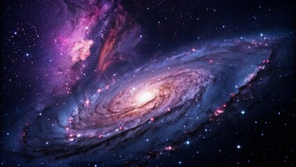 Wall Mural - Purple gas nebulae in space and sparkling stars