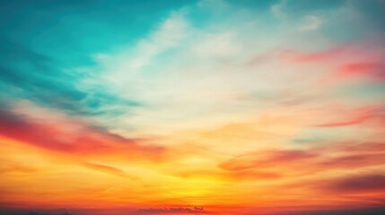 Wall Mural - a breathtaking horizon showcases an abstract gradient sunset, blending soft shades of blue, orange, 