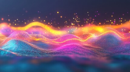 Wall Mural - swirling waves of vibrant neon lights create a stunning display, emitting playful patterns and color