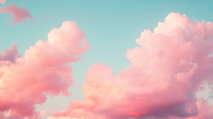 Wall Mural - soft pink clouds blend seamlessly with a blue sky, creating a peaceful atmosphere at sunset over nat