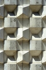 Wall Mural - Textured wall, geometric blocks, light and shadow.