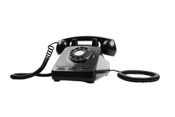 Wall Mural - Black landline phone on office Png Image