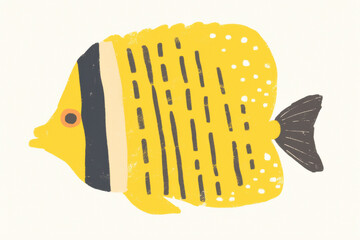 Sticker - colorful butterflyfish illustration with playful design