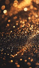 Wall Mural - Golden Glitter Bokeh Background, Festive Abstract Design, Warm Tones, Soft Focus, Holiday Sparkle