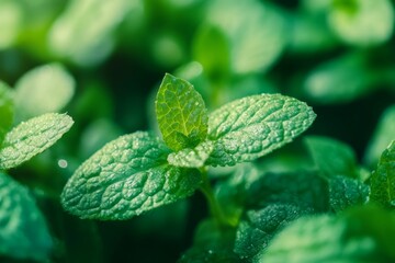 Sticker - Dewy green foliage, vibrant, closeup.